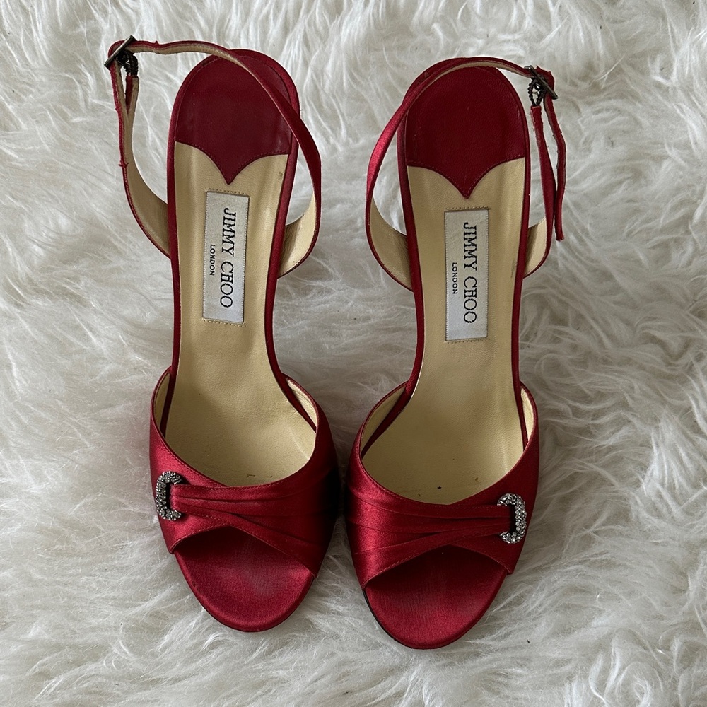 Jimmy Choo Scarlet Satin Heels
